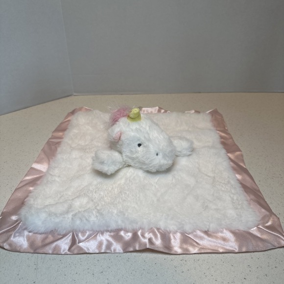 Cloud Island Unicorn Baby Girl Lovey Plush Soft Security Blanket Pink & White - Picture 1 of 13
